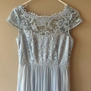 Light Blue Long Lace Dress